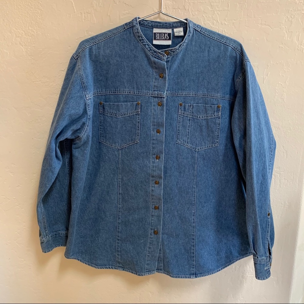 Bill Blass Vintage 1980’s Blue Jean Button Down XL Heavy Duty Shirt